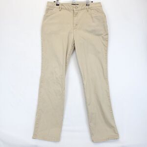 Lee Chino Pants Relax Fit Straight Leg Women 12 Mid Rise Beige Workwear Uniform
